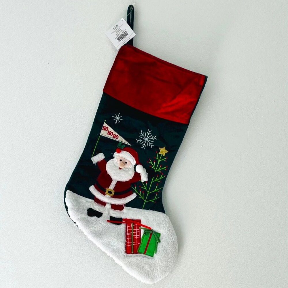 Green & Red Santa Stocking